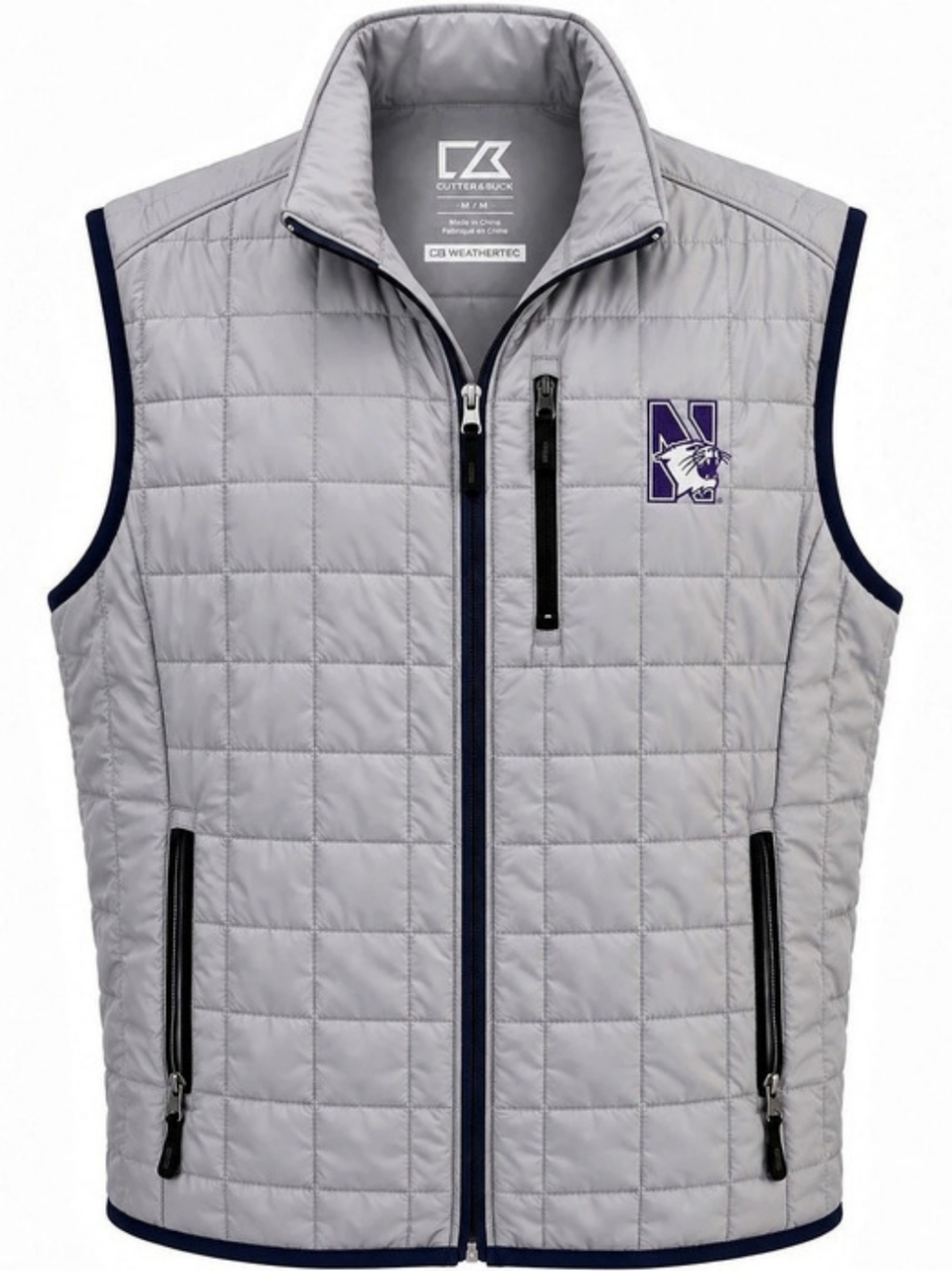 Cutter & Buck Northwestern Wildcats Charter Eco Recycled Full-Zip Vest Gray &